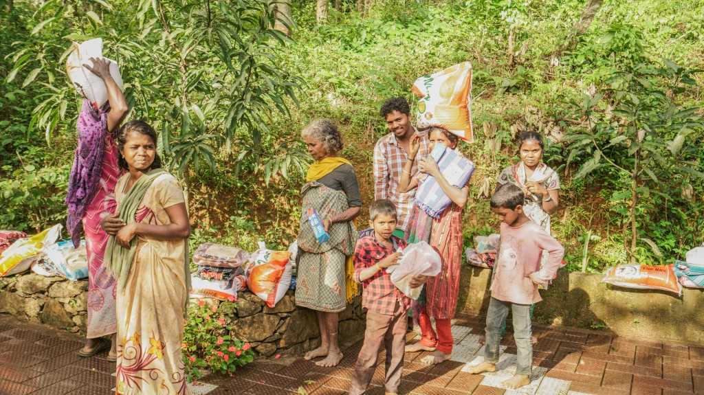 With their share of relief materials…..