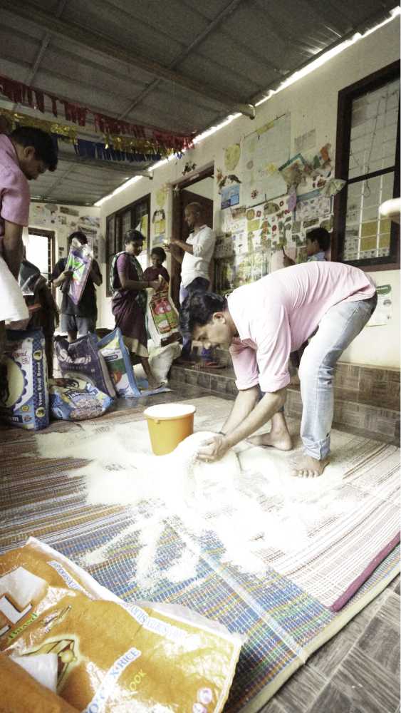 Volunteers engaged in the relief work…
