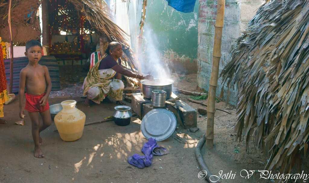 Earlier rice was consumed only during festivals. Now due to the lack of cultivation, rice has become their staple food. Beef is not consumed by Irular. But meats of chicken, goat, pig and fish are favourites. They cook once a day for supper.